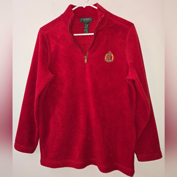 Vintage Lauren Ralph Lauren Crest 1/2 Zip Fleece Sweater pullover P Size… - Picture 1 of 8